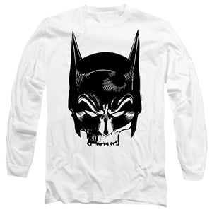 AN OFFCIALLY LICENSED BATMAN SKULL ON WHITE MEN'S LONG SLEEVE T-SHIRT WHITE