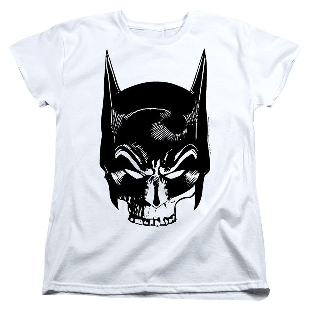 Batman Skull On White Licensed Women's T-Shirt Regular Fit SM-2X
