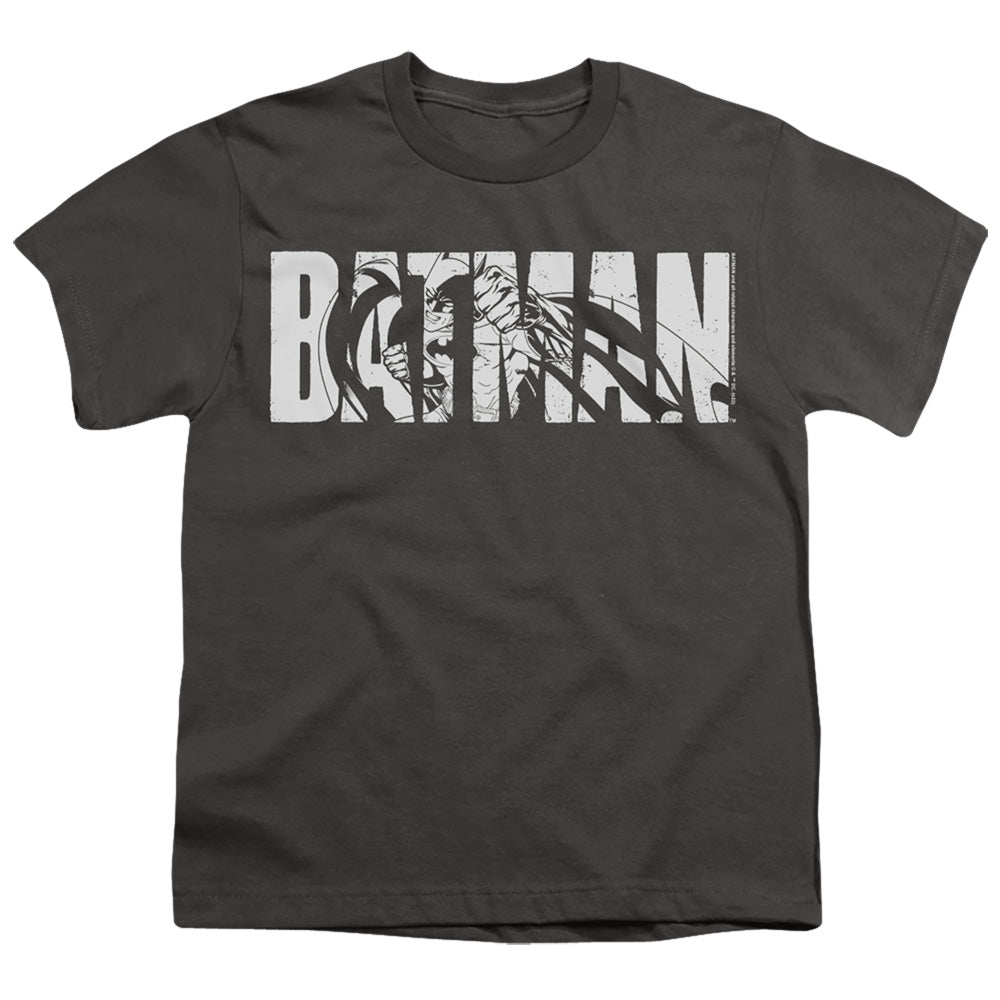 Batman Text On Gray Licensed Kid's T-Shirt (Ages 4-7) SM-XL