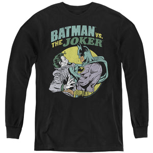 AN OFFCIALLY LICENSED BATMAN BATMAN VS JOKER 3 YOUTH LONG SLEEVE T-SHIRT BLACK