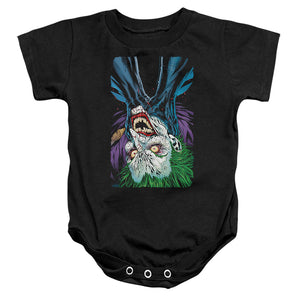 AN OFFCIALLY LICENSED BATMAN CHOKED BABY BODYSUIT BLACK