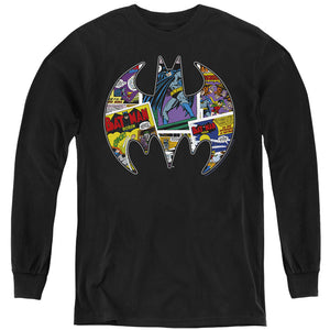 AN OFFCIALLY LICENSED BATMAN COMIC BAT YOUTH LONG SLEEVE T-SHIRT BLACK