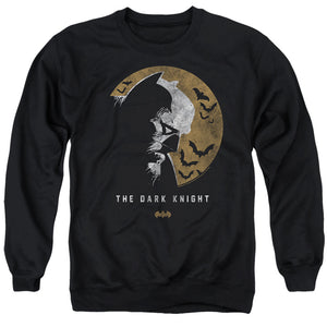 AN OFFCIALLY LICENSED BATMAN DARK KNIGHT MOON ADULT UNISEX CREWNECK SWEATSHIRT BLACK