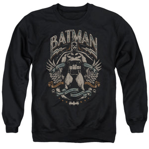 AN OFFCIALLY LICENSED BATMAN GOTHAM HERO ON BLACK ADULT UNISEX CREWNECK SWEATSHIRT BLACK