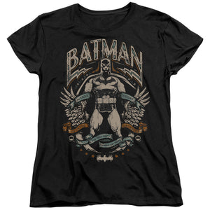 AN OFFCIALLY LICENSED BATMAN GOTHAM HERO ON BLACK WOMEN'S REGULAR FIT T-SHIRT BLACK