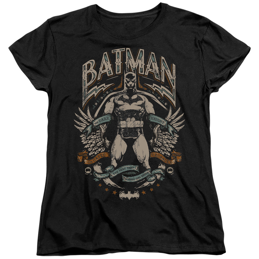 AN OFFCIALLY LICENSED BATMAN GOTHAM HERO ON BLACK WOMEN'S REGULAR FIT T-SHIRT BLACK