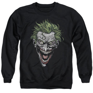 AN OFFCIALLY LICENSED BATMAN JOKER ADULT UNISEX CREWNECK SWEATSHIRT BLACK