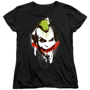AN OFFCIALLY LICENSED BATMAN JOKER BIG FACE WOMEN'S REGULAR FIT T-SHIRT BLACK