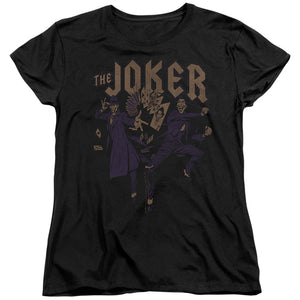 AN OFFCIALLY LICENSED BATMAN JOKER DUO WOMEN'S REGULAR FIT T-SHIRT BLACK