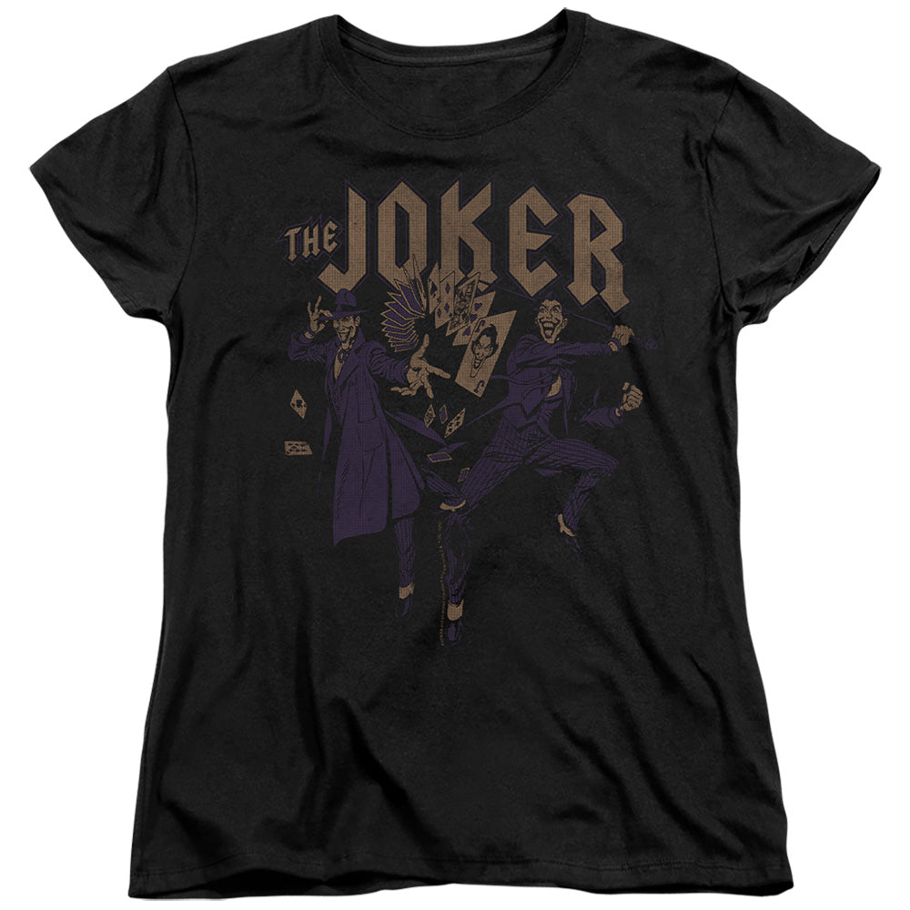 AN OFFCIALLY LICENSED BATMAN JOKER DUO WOMEN'S REGULAR FIT T-SHIRT BLACK