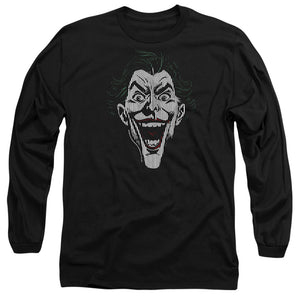AN OFFCIALLY LICENSED BATMAN JOKER LINES MEN'S LONG SLEEVE T-SHIRT BLACK