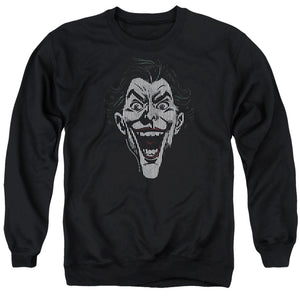 AN OFFCIALLY LICENSED BATMAN JOKER LINES ADULT UNISEX CREWNECK SWEATSHIRT BLACK