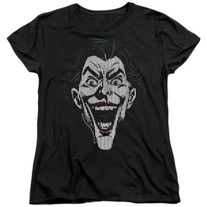 AN OFFCIALLY LICENSED BATMAN JOKER LINES WOMEN'S REGULAR FIT T-SHIRT BLACK