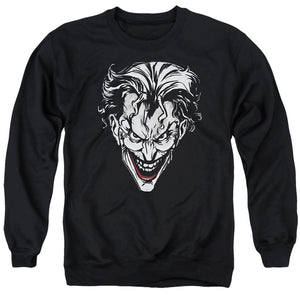 AN OFFCIALLY LICENSED BATMAN JOKER RED ON BLACK ADULT UNISEX CREWNECK SWEATSHIRT BLACK