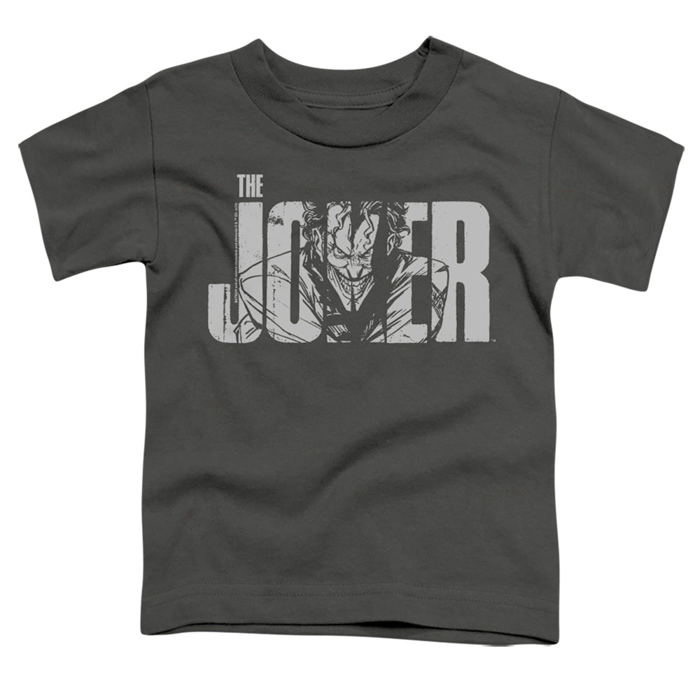 Batman Joker Text On Gray Licensed Toddler T-Shirt SM-LG