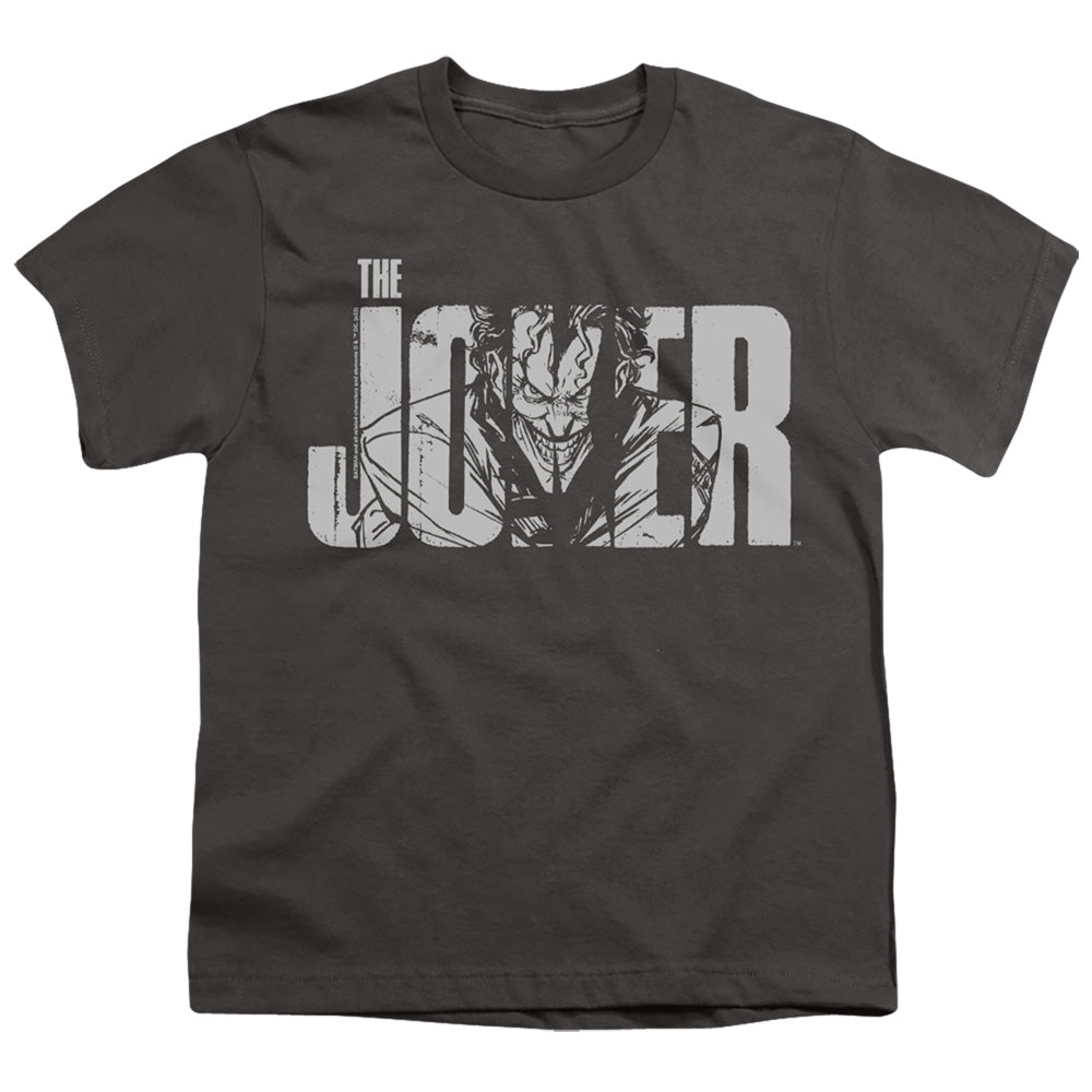 Batman Joker Text On Gray Licensed Kid's T-Shirt (Ages 4-7) SM-XL
