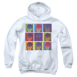 AN OFFCIALLY LICENSED BATMAN POP ART BATMAN 2 YOUTH HOODIE WHITE