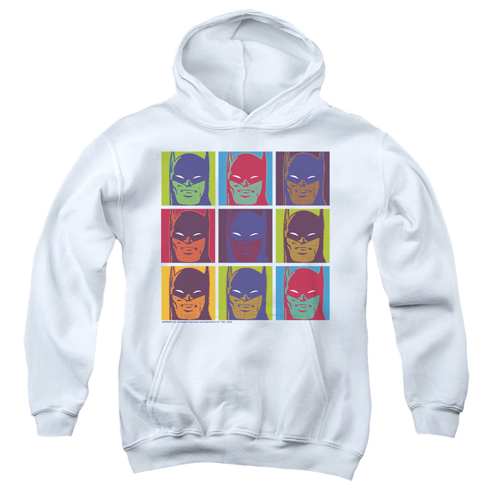 AN OFFCIALLY LICENSED BATMAN POP ART BATMAN 2 YOUTH HOODIE WHITE