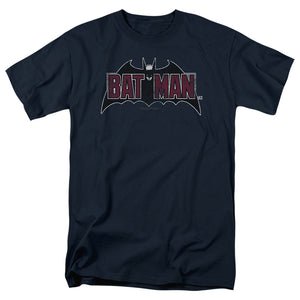 AN OFFCIALLY LICENSED BATMAN VINTAGE BAT LOGO ON NAVY MEN'S REGULAR FIT T-SHIRT NAVY