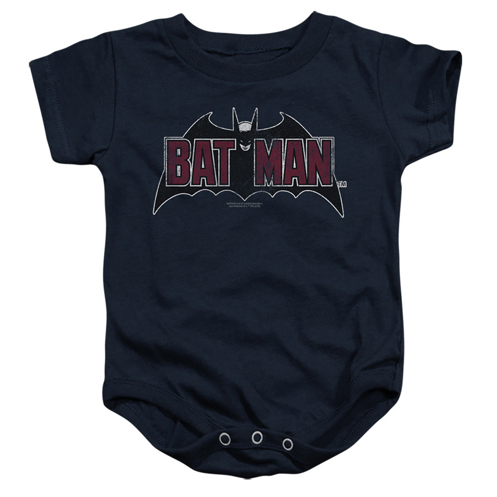 Batman Vintage Bat Logo On Navy Licensed Baby Bodysuit SM-XL