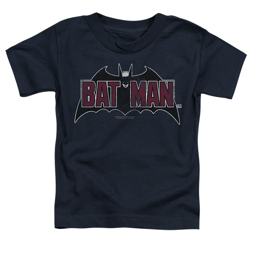 Batman Vintage Bat Logo On Navy Licensed Toddler T-Shirt SM-LG
