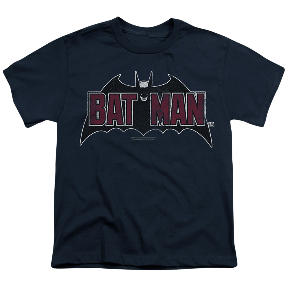 Batman Vintage Bat Logo On Navy Licensed Kid's T-Shirt (Ages 4-7) SM-XL