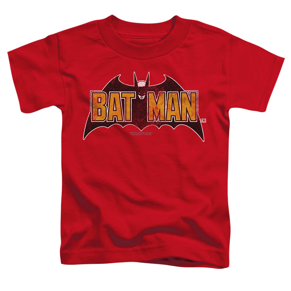Batman Vintage Bat Logo On Red Licensed Toddler T-Shirt SM-LG