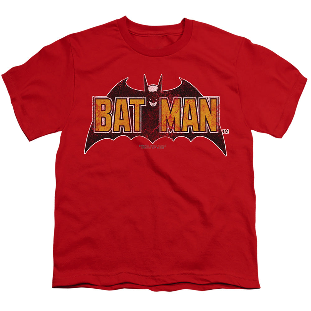 Batman Vintage Bat Logo On Red Licensed Kid's T-Shirt (Ages 4-7) SM-XL