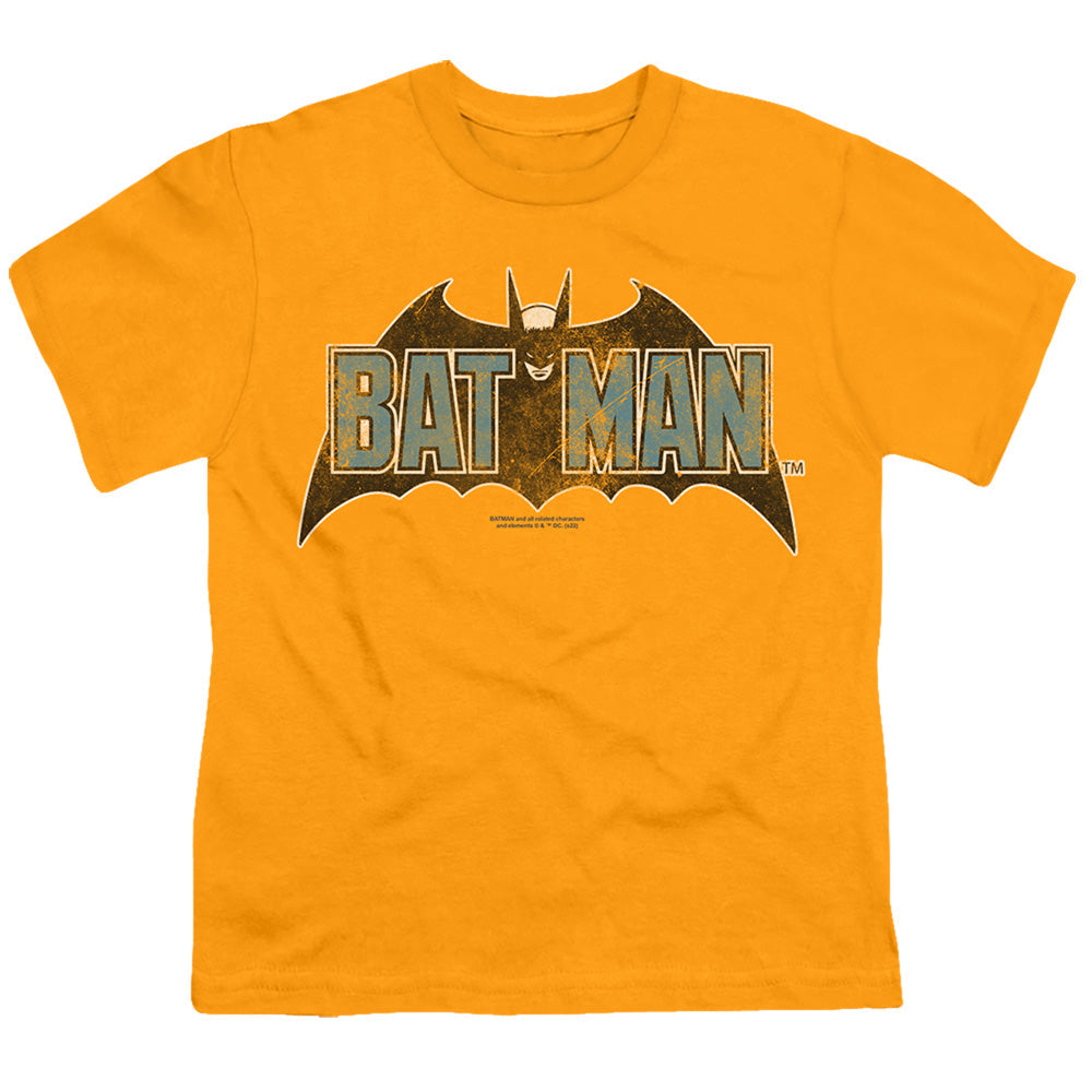 Batman Vintage Bat Logo On Gold Licensed Kid's T-Shirt (Ages 4-7) SM-XL