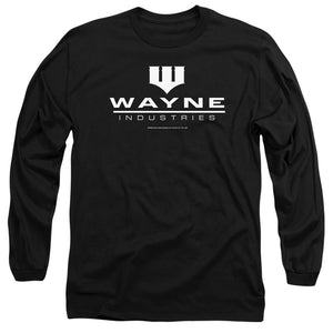 AN OFFCIALLY LICENSED BATMAN WAYNE LOGO ON BLACK MEN'S LONG SLEEVE T-SHIRT BLACK