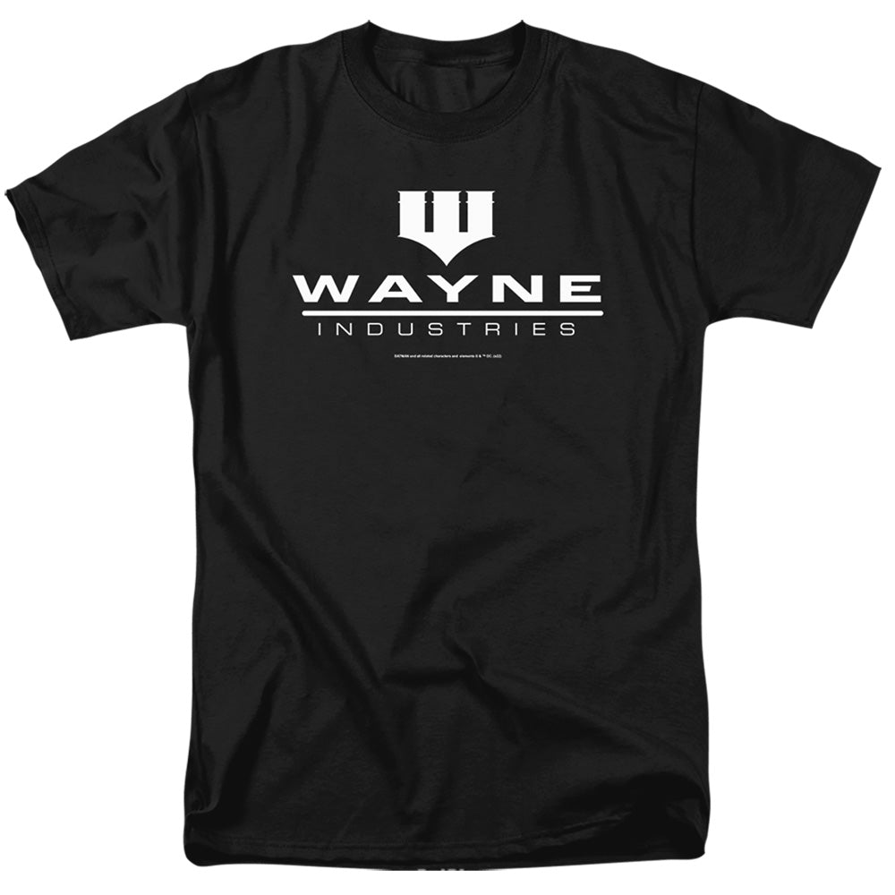 AN OFFCIALLY LICENSED BATMAN WAYNE LOGO ON BLACK MEN'S REGULAR FIT T-SHIRT BLACK
