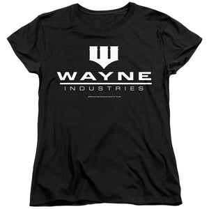 AN OFFCIALLY LICENSED BATMAN WAYNE LOGO ON BLACK WOMEN'S REGULAR FIT T-SHIRT BLACK