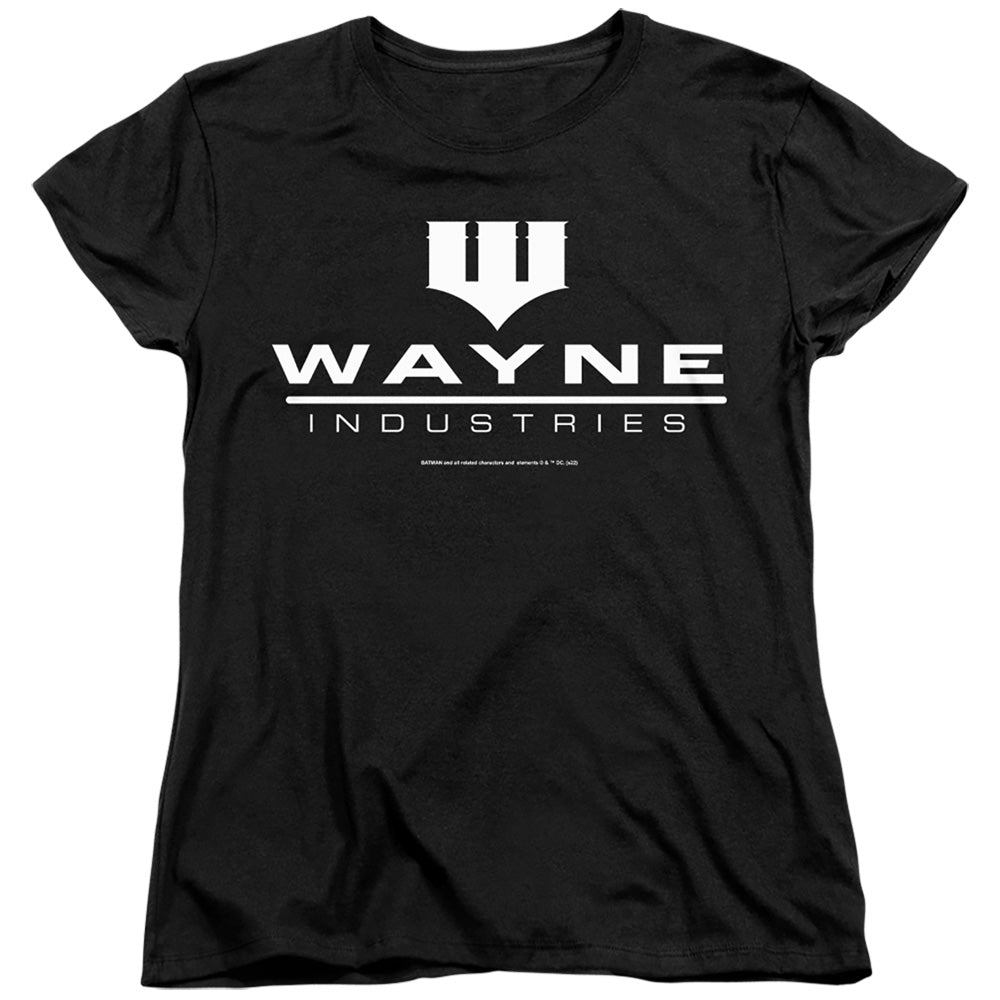 AN OFFCIALLY LICENSED BATMAN WAYNE LOGO ON BLACK WOMEN'S REGULAR FIT T-SHIRT BLACK