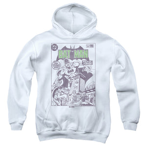 AN OFFCIALLY LICENSED BATMAN YESTERDAYS HEROES 1 YOUTH HOODIE WHITE