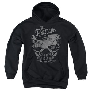 AN OFFCIALLY LICENSED BATMAN DAD'S GARAGE YOUTH HOODIE BLACK
