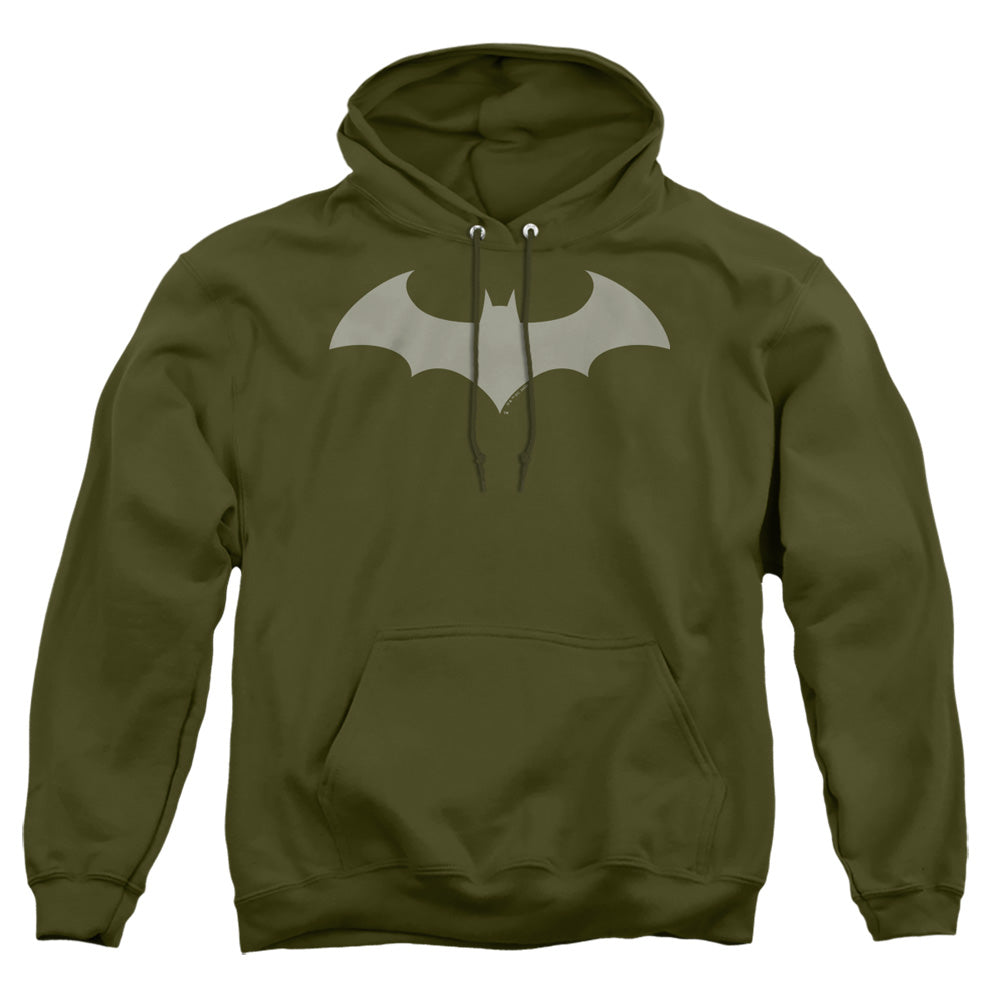 AN OFFCIALLY LICENSED BATMAN BATMAN LOGO MILITARY GREEN ADULT UNISEX PULLOVER HOODIE MILITARY GREEN