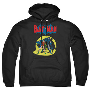 AN OFFCIALLY LICENSED BATMAN BATMAN AND ROBIN SPOTLIGHT ADULT UNISEX PULLOVER HOODIE BLACK