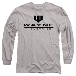 AN OFFCIALLY LICENSED BATMAN WAYNE INDUSTRIES MEN'S LONG SLEEVE T-SHIRT ATHLETIC HEATHER