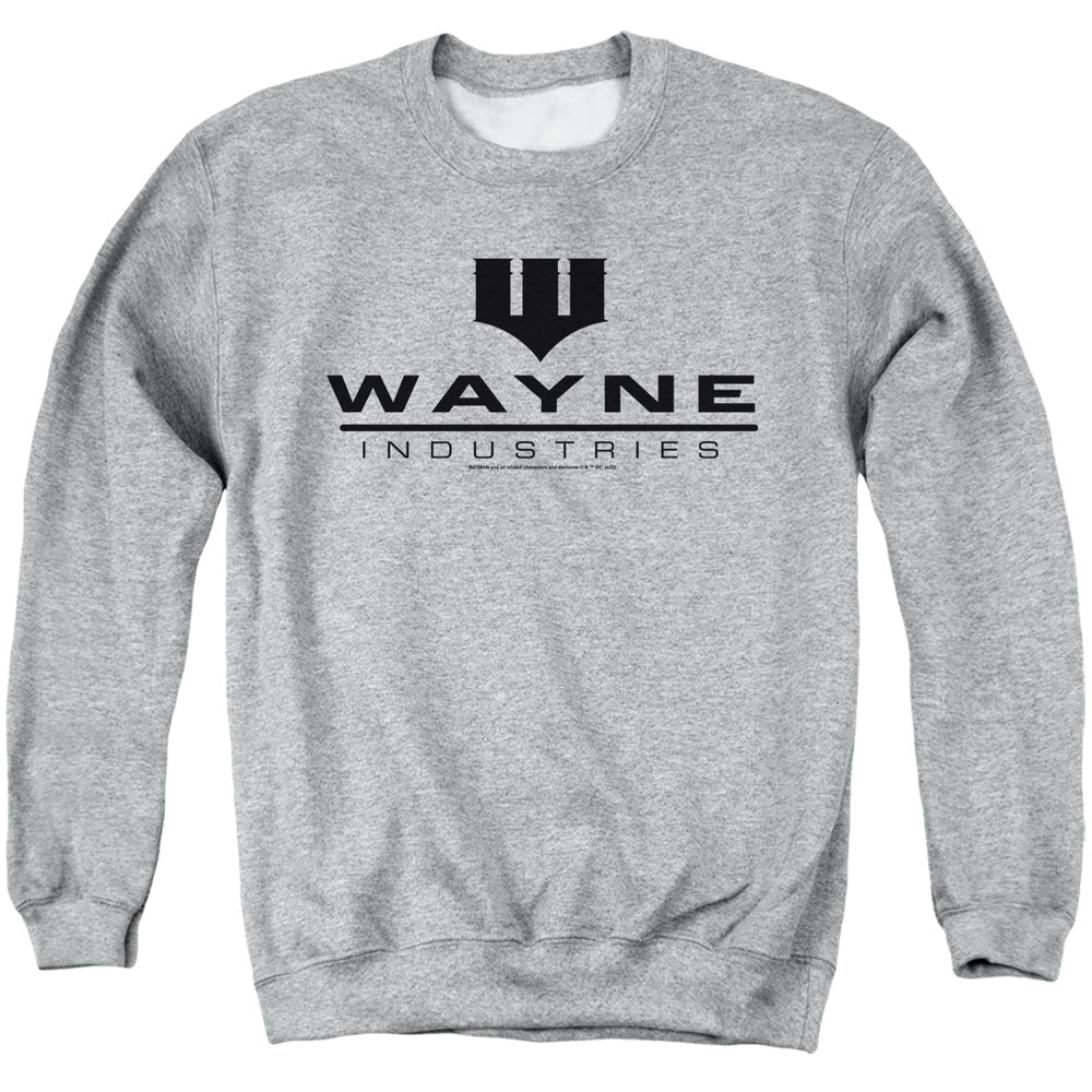 AN OFFCIALLY LICENSED BATMAN WAYNE INDUSTRIES ADULT UNISEX CREWNECK SWEATSHIRT ATHLETIC HEATHER