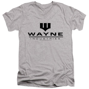 AN OFFCIALLY LICENSED BATMAN WAYNE INDUSTRIES MEN'S V-NECK T-SHIRT ATHLETIC HEATHER