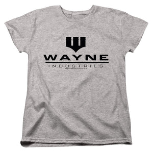 AN OFFCIALLY LICENSED BATMAN WAYNE INDUSTRIES WOMEN'S REGULAR FIT T-SHIRT ATHLETIC HEATHER