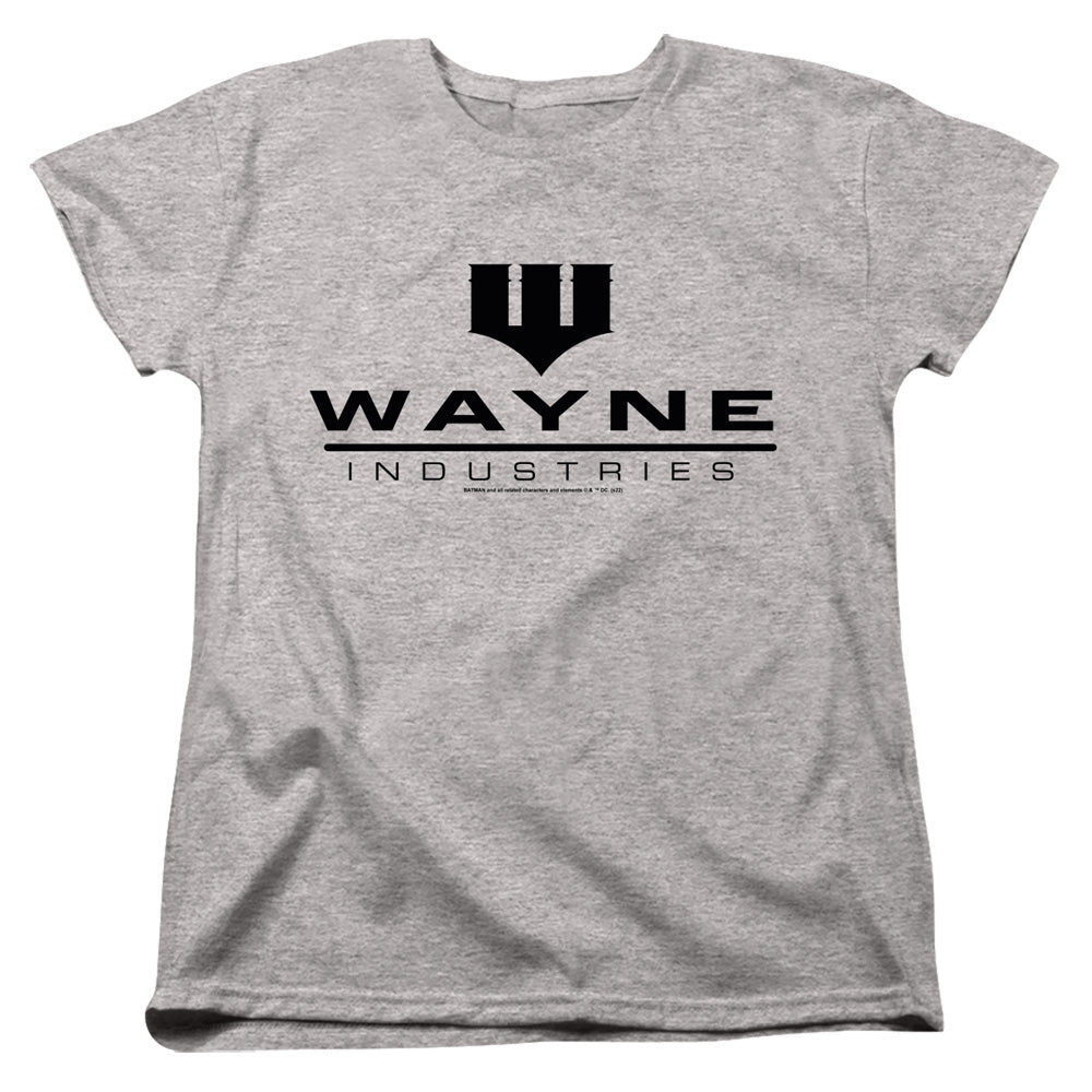 AN OFFCIALLY LICENSED BATMAN WAYNE INDUSTRIES WOMEN'S REGULAR FIT T-SHIRT ATHLETIC HEATHER