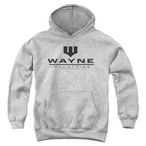 AN OFFCIALLY LICENSED BATMAN WAYNE INDUSTRIES YOUTH HOODIE ATHLETIC HEATHER