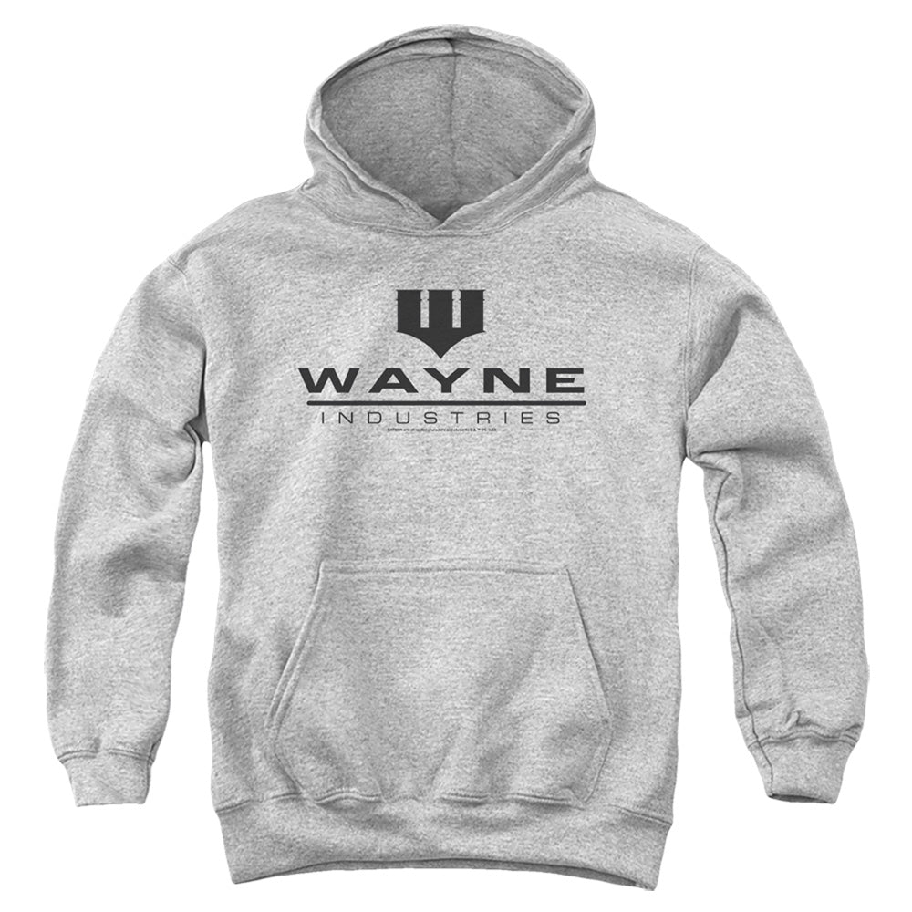 AN OFFCIALLY LICENSED BATMAN WAYNE INDUSTRIES YOUTH HOODIE ATHLETIC HEATHER