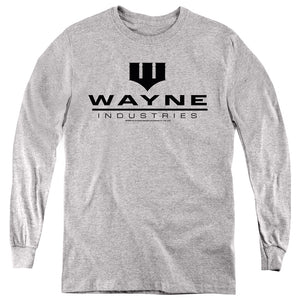 AN OFFCIALLY LICENSED BATMAN WAYNE INDUSTRIES YOUTH LONG SLEEVE T-SHIRT ATHLETIC HEATHER