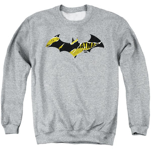 AN OFFCIALLY LICENSED BATMAN BATMAN TORN GOTHAM LOGO ADULT UNISEX CREWNECK SWEATSHIRT ATHLETIC HEATHER