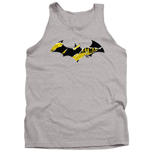 AN OFFCIALLY LICENSED BATMAN BATMAN TORN GOTHAM LOGO ADULT UNISEX TANK TOP ATHLETIC HEATHER