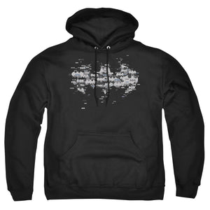 AN OFFCIALLY LICENSED BATMAN MULTI BAT LOGO ADULT UNISEX PULLOVER HOODIE BLACK
