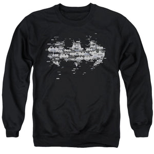 AN OFFCIALLY LICENSED BATMAN MULTI BAT LOGO ADULT UNISEX CREWNECK SWEATSHIRT BLACK