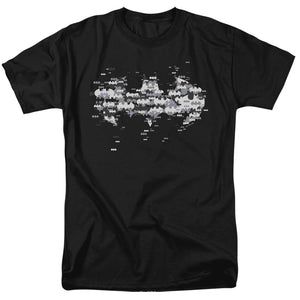 AN OFFCIALLY LICENSED BATMAN MULTI BAT LOGO MEN'S REGULAR FIT T-SHIRT BLACK